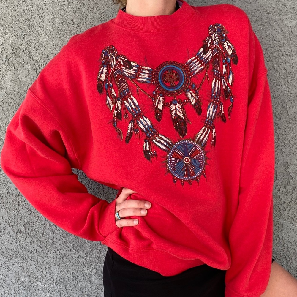Vintage Red Southwestern Graphic Sweatshirt